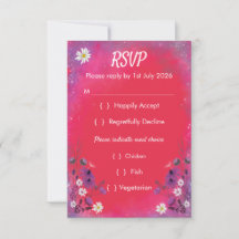 Raspberry Wildflower - RSVP card vertical