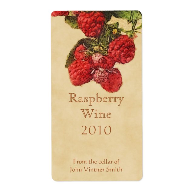 Raspberry wine bottle label (Front)