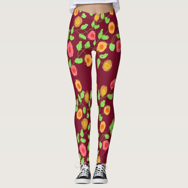 Raspberry With Floral Leggings (Front)
