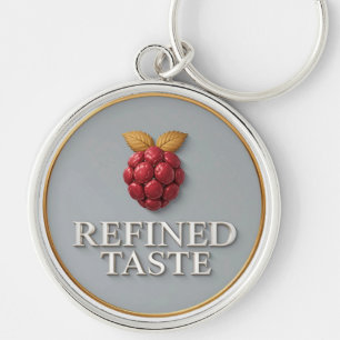 Raspberry with Golden Leaves Refined Taste Text Key Ring