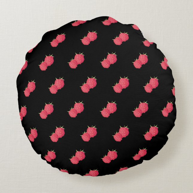 Raspberrys Round Cushion (Back)