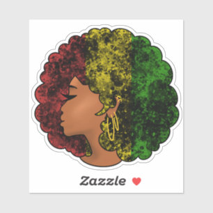 Rasta black girl woman afro red yellow green