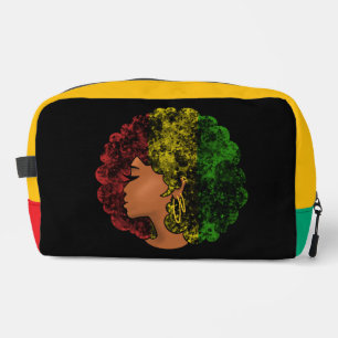 Rasta black girl woman afro red yellow green  dopp kit
