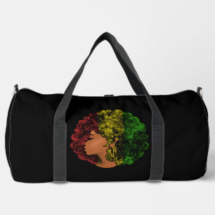 Rasta black girl woman afro red yellow green duffle bag