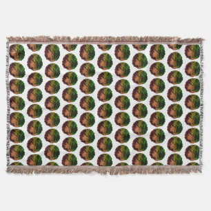 Rasta black girl woman afro red yellow green throw blanket