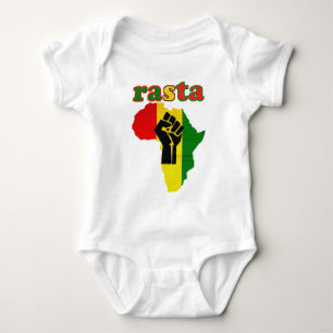 Rasta Black Power Fist over Africa Baby Bodysuit