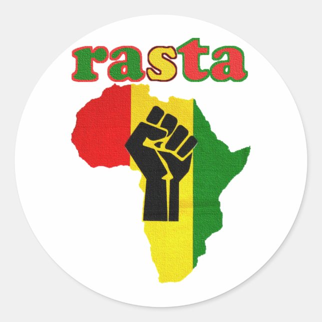 Rasta Black Power Fist Over Africa Classic Round Sticker (Front)