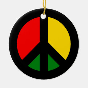 Rasta CND Ban the Bomb Peace Symbol Ceramic Ornament