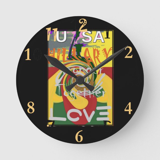 Rasta Colors Red Golden Green Hillary Art Print Round Clock (Front)