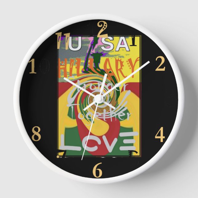 Rasta Colors Red Golden Green Hillary Art Print Wall Clock (Front)