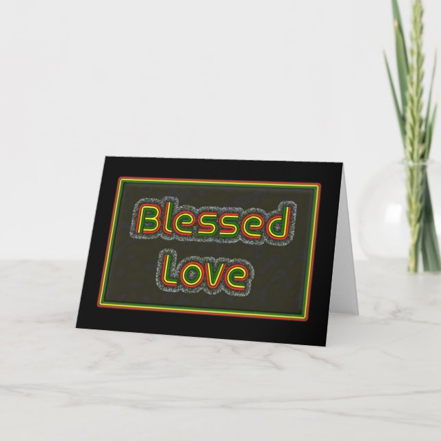 Rasta Colour Bold text  'Blessed Love' card (Front)