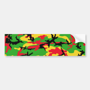 Rasta Coloured Camouflage Bumper Sticker