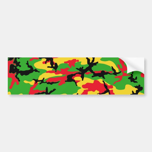 Rasta Coloured Camouflage Bumper Sticker (Front)