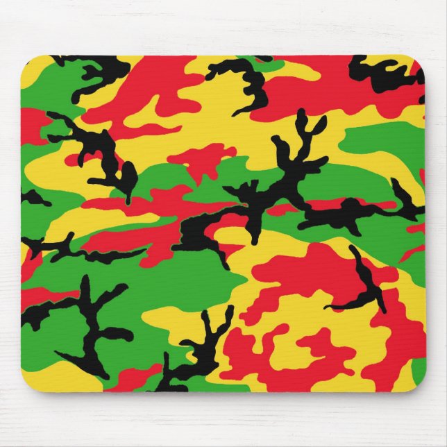 Rasta Coloured Camouflage Mouse Pad (Front)