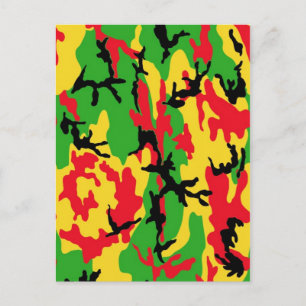 Rasta Coloured Camouflage Postcard