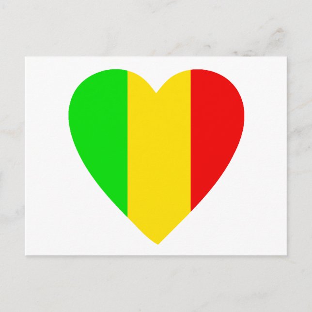 Rasta Coloured Heart Postcard (Front)
