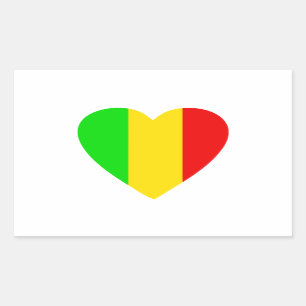 Rasta Coloured Heart Rectangular Sticker
