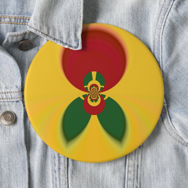 Rasta Colours Abstract Art Print 6 Cm Round Badge (In Situ)