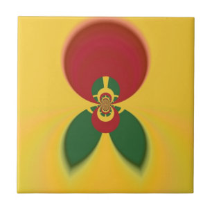 Rasta Colours Abstract Art Print Ceramic Tile