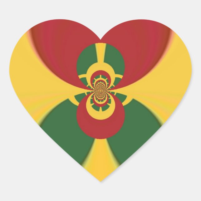 Rasta Colours Abstract Art Print Heart Sticker (Front)