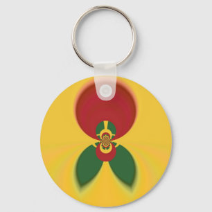 Rasta Colours Abstract Art Print Key Ring