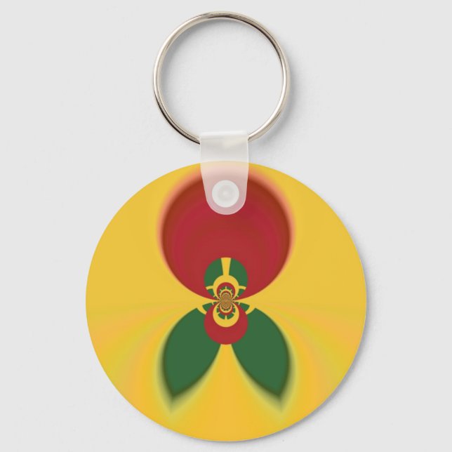 Rasta Colours Abstract Art Print Key Ring (Front)