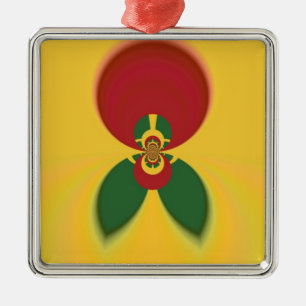 Rasta Colours Abstract Art Print Metal Ornament