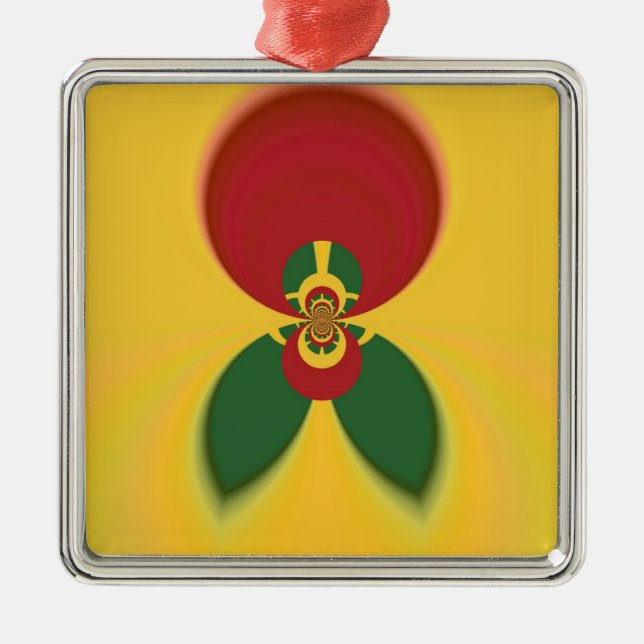 Rasta Colours Abstract Art Print Metal Ornament (Front)