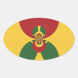 Rasta Colours Abstract Art Print Oval Sticker