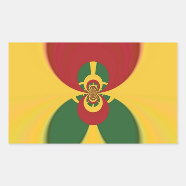 Rasta Colours Abstract Art Print Rectangular Sticker (Front)