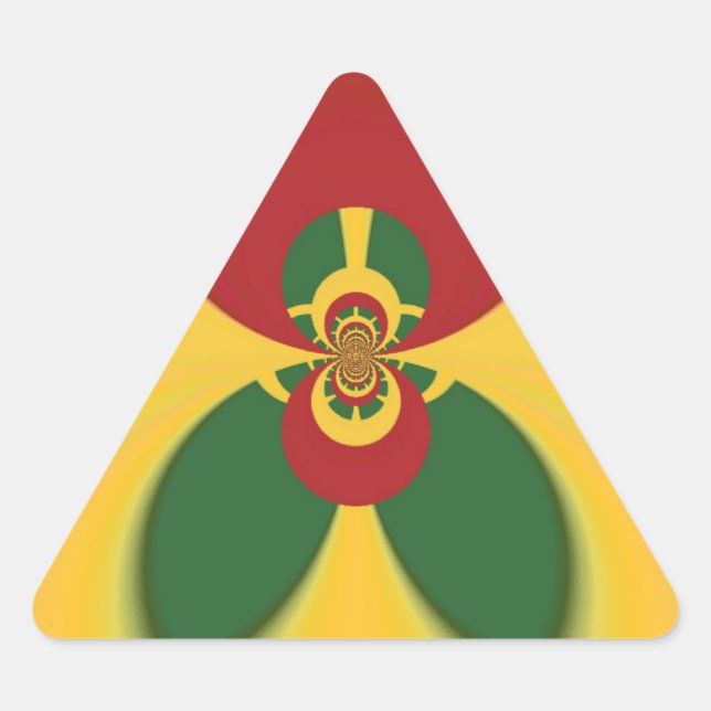 Rasta Colours Abstract Art Print Triangle Sticker (Front)