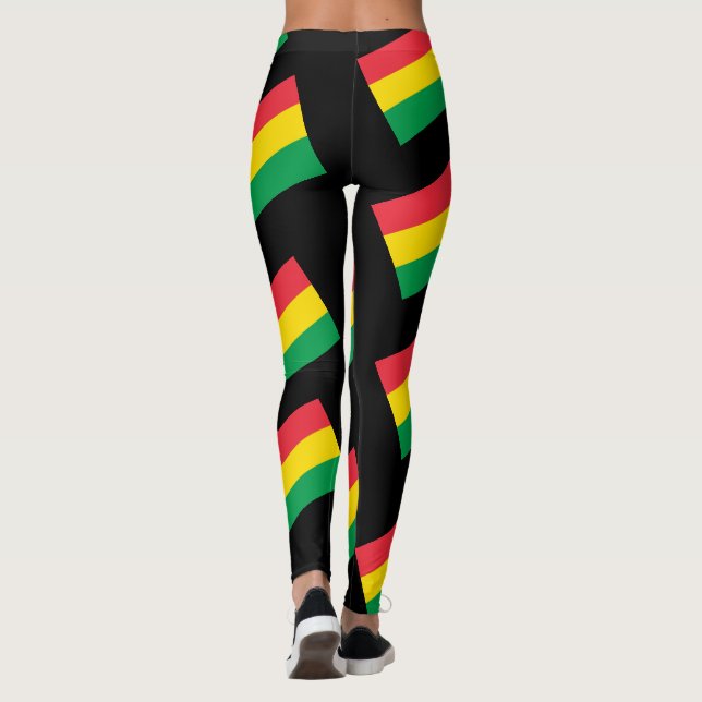 Rasta Colours Green Yellow Red Flag Stripes Leggings (Back)