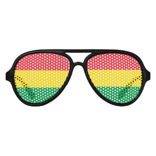 Rasta Colours Green Yellow Red Stripes Flag Aviator Sunglasses