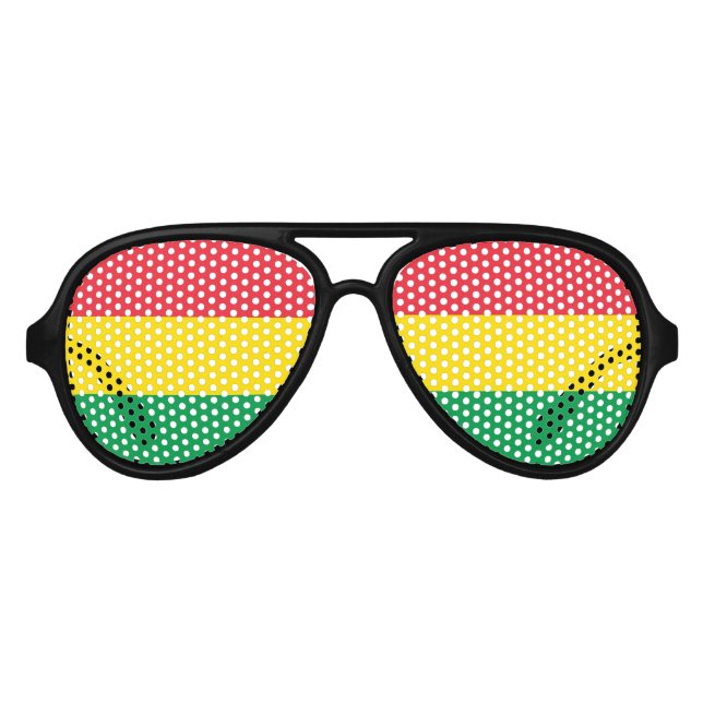 Rasta Colours Green Yellow Red Stripes Flag Patter Aviator Sunglasses (Front)