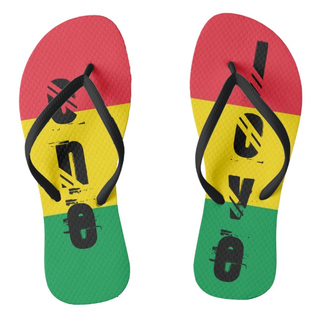 Rasta Colours Green Yellow Red Stripes Flag Patter Thongs (Footbed)