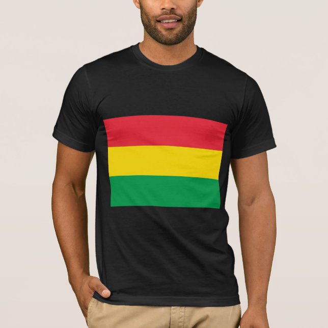 Rasta Colours Green Yellow Red Stripes Flag T-Shirt (Front)