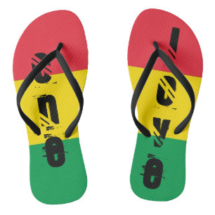 Rasta Colours Green Yellow Red Stripes Flag Thongs