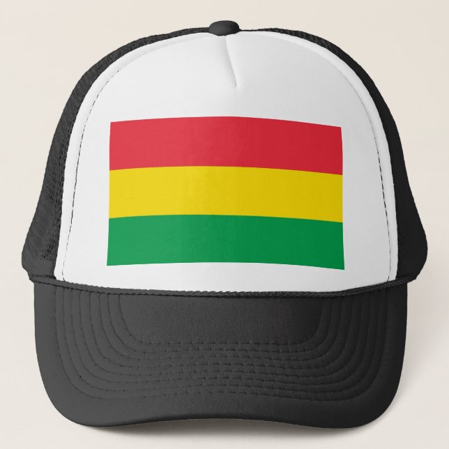 Rasta Colours Green Yellow Red Stripes Flag Trucker Hat (Front)
