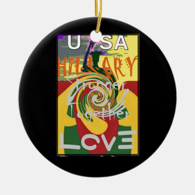 Rasta Colours Red Golden Green Hillary Art Print Ceramic Ornament (Front)