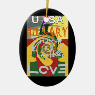 Rasta Colours Red Golden Green Hillary Art Print Ceramic Ornament