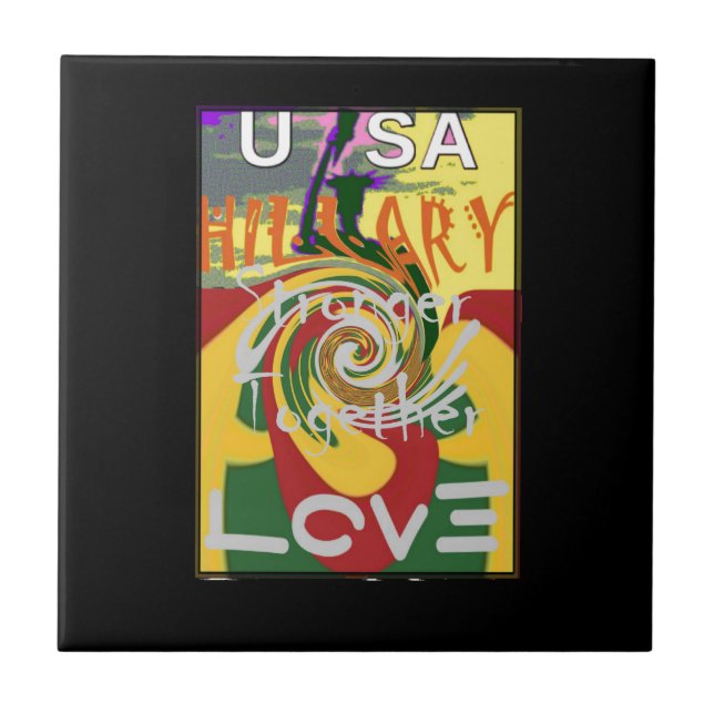 Rasta Colours Red Golden Green Hillary Art Print Ceramic Tile (Front)