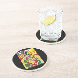 Rasta Colours Red Golden Green Hillary Art Print Coaster