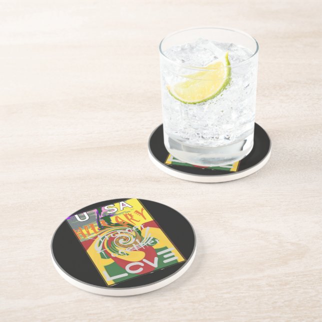 Rasta Colours Red Golden Green Hillary Art Print Coaster (Side)