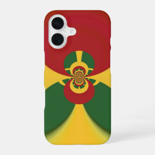 Rasta colours themed: spiral red, green, and yello iPhone 16 case