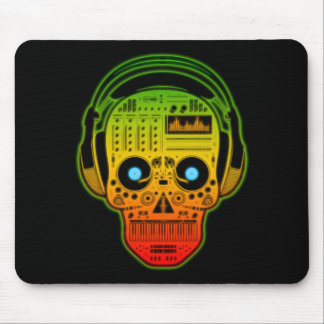 Rasta Day Of Dead, Sugar Skull DJ With Headphones Mouse Pad