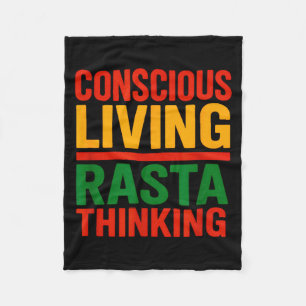 Rasta Design, Conscious Living, Motivational Sayin Fleece Blanket