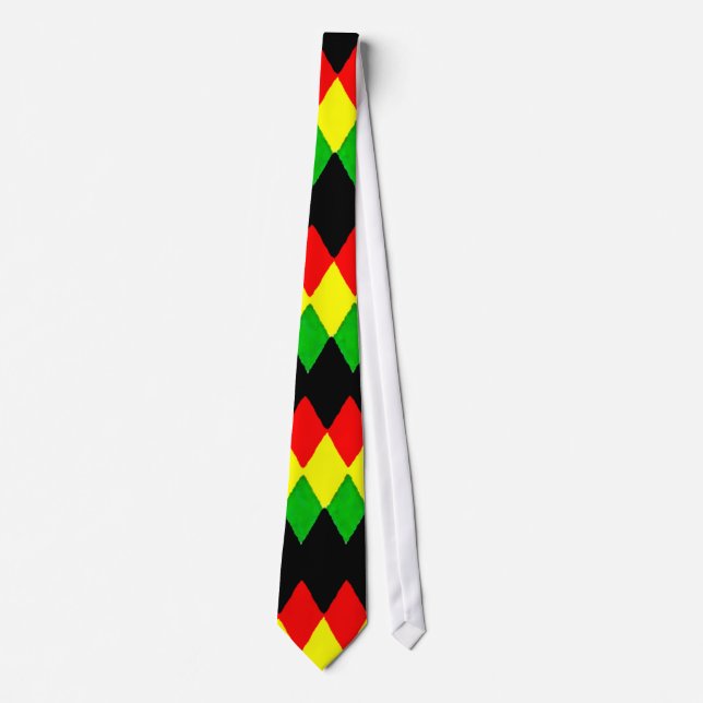 Rasta Diamonds. Red Gold and Green. Jah Rastafari Tie (Front)