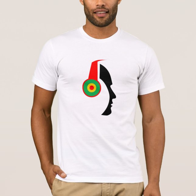 Rasta face silhouette headphones T-Shirt (Front)