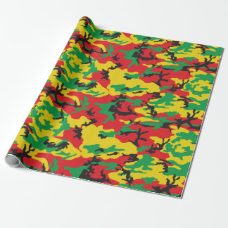 Rasta Flag Colors Camouflage Print Wrapping Paper