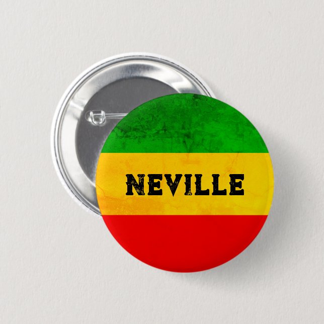 Rasta Flag Coloured Striped Reggae 6 Cm Round Badge (Front & Back)